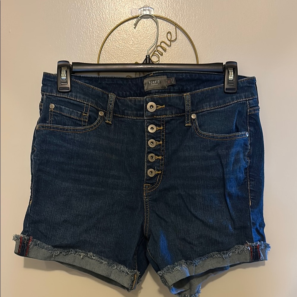 Torrid Blue Jean Shorts High-Waisted Cuffed